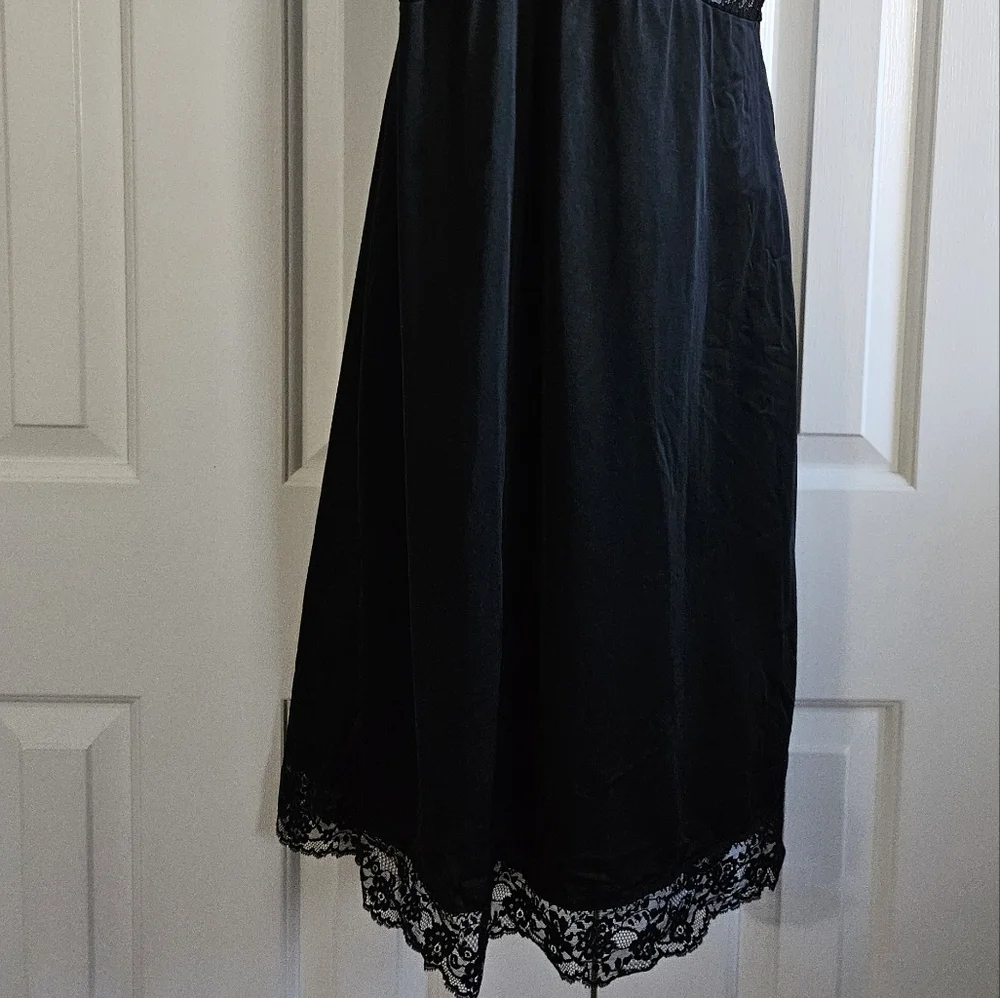 Slip Dress 38A L VTG Babydoll Whimsigoth Sheer Lace Coquette Nightie Goth 60s - Picture 3 of 9